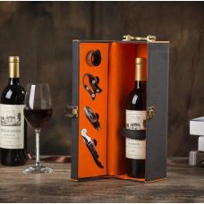 Wine gift set in a case with a corkscrew